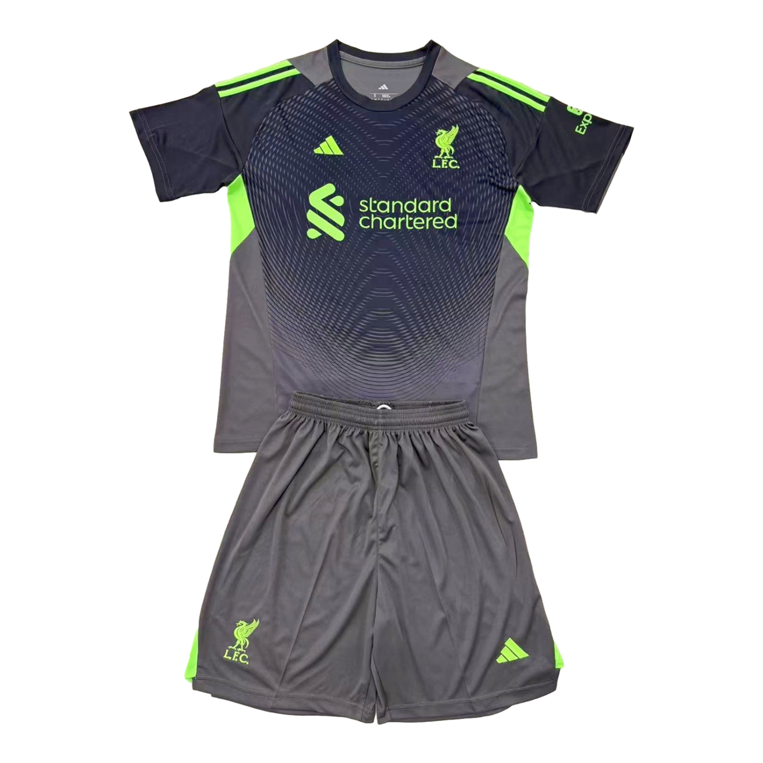 TKH-turbokithub-Liver.pool 25-26 Black Grey Goalkeeper Kids Kit