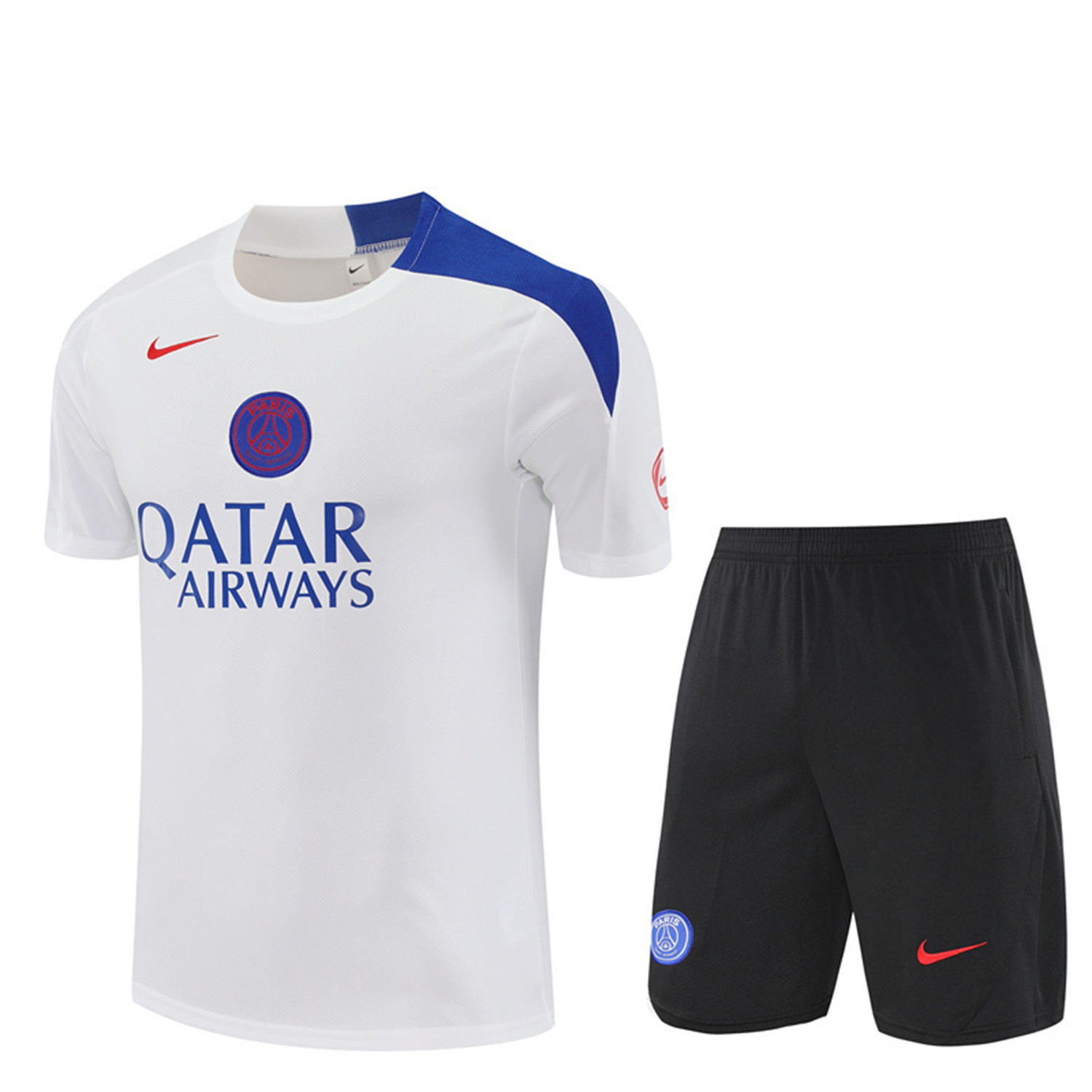 TKH-turbokithub-Paris Saint-Germain PSG 25-26 Short-Sleeve Training Set - White Top & Black Shorts