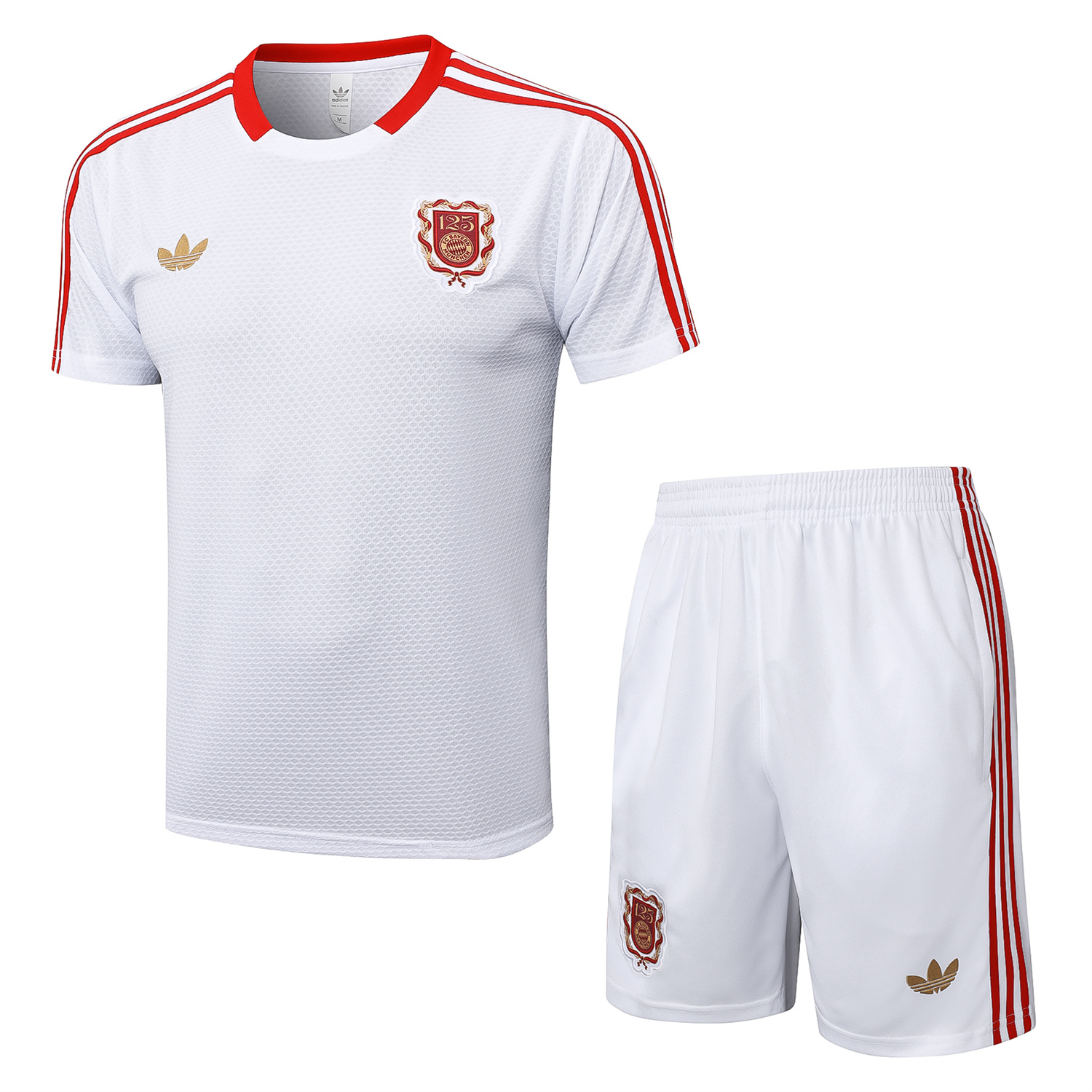 TKH-turbokithub-Bayern Munich 2025 125th Anniversary Short-Sleeve Training Set - White Top and Shorts