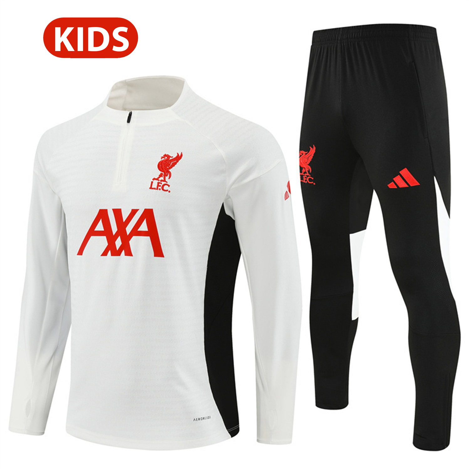 TKH-turbokithub-Liver.pool 25-26 Kids Long Sleeve Training Set - Player Version - White Top & Black Pants