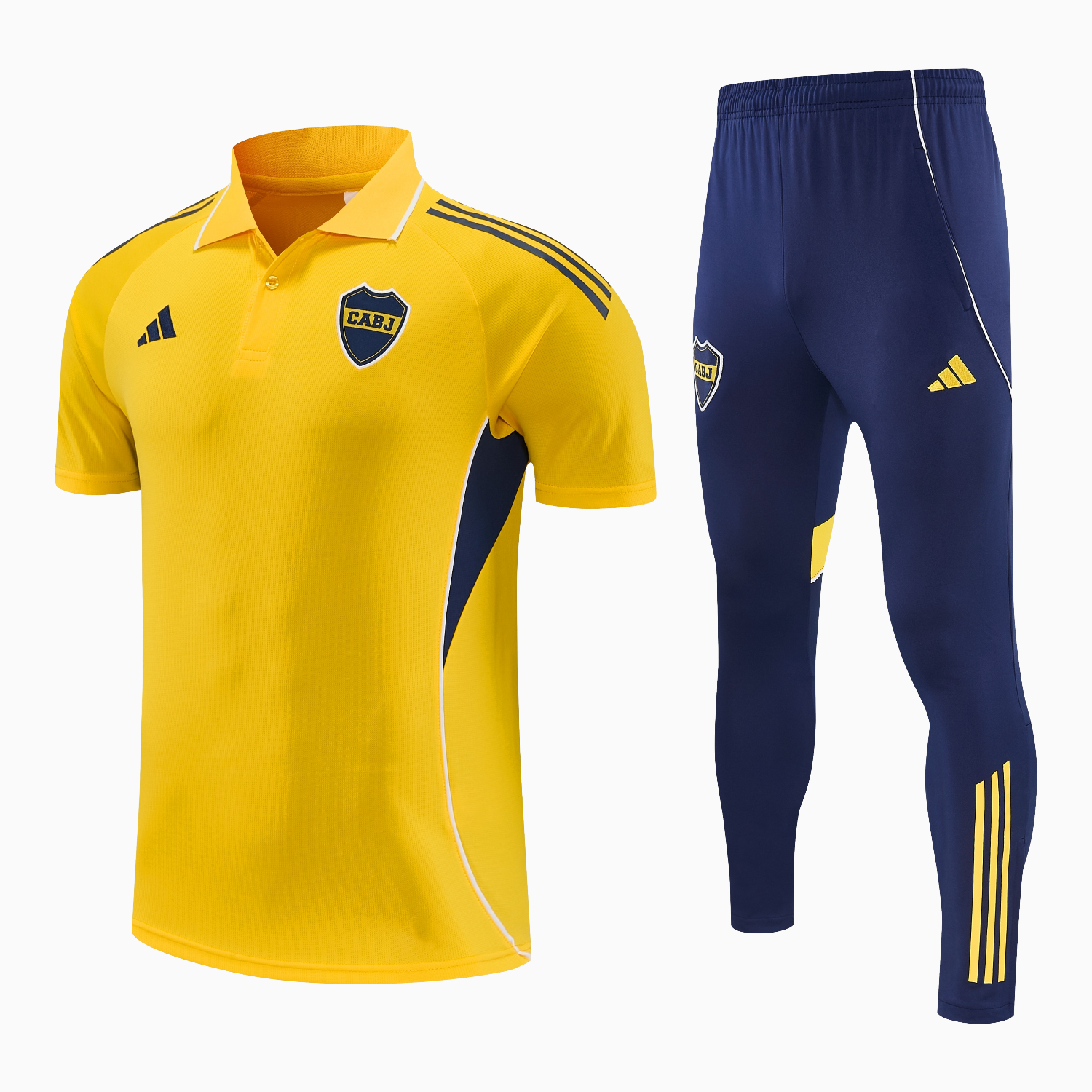 TKH-turbokithub-Boca Juniors 25-26 POLO Short-Sleeve Training Set - Yellow Top and Dark Blue Pants