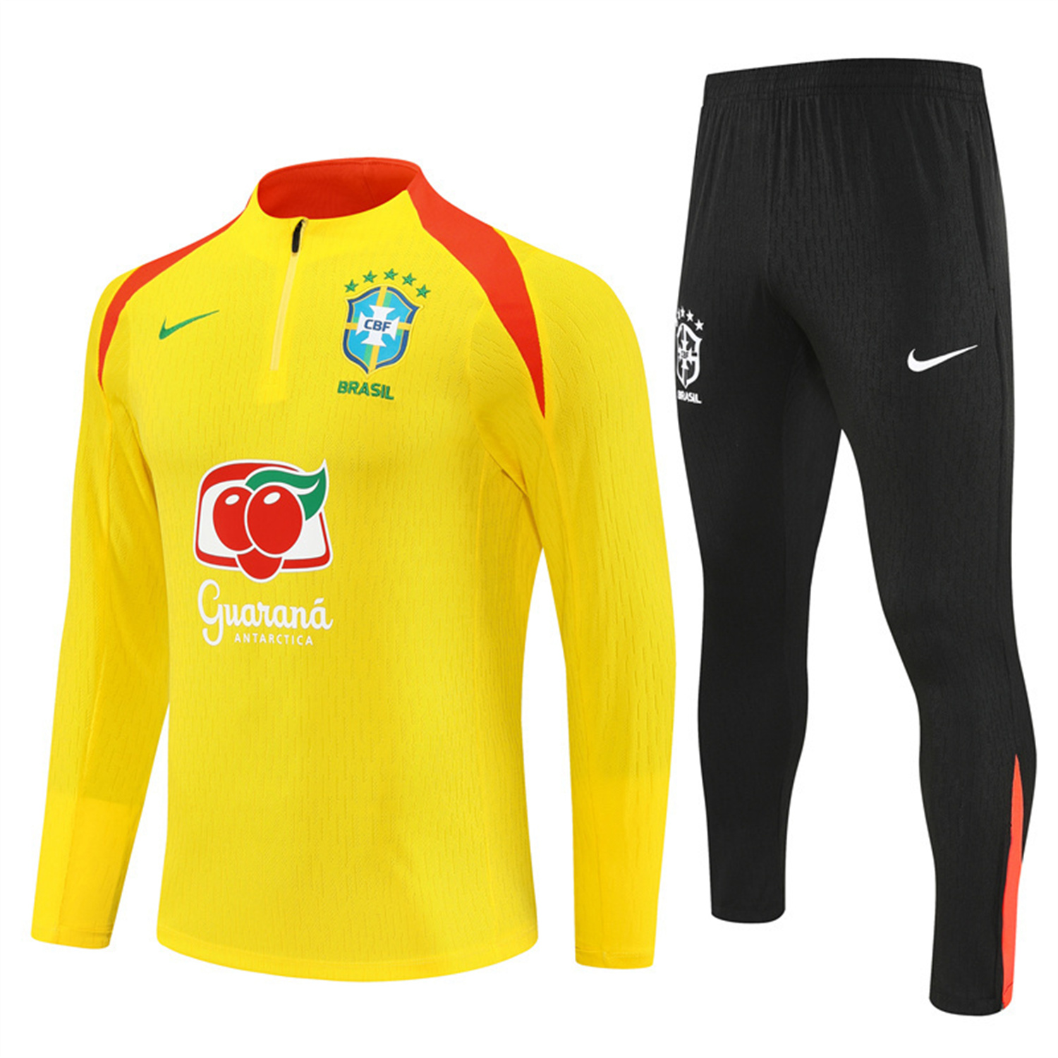 TKH-turbokithub-Brazil 25-26 Long Sleeve Training Set - Player Version - Yellow Top and Black Pants