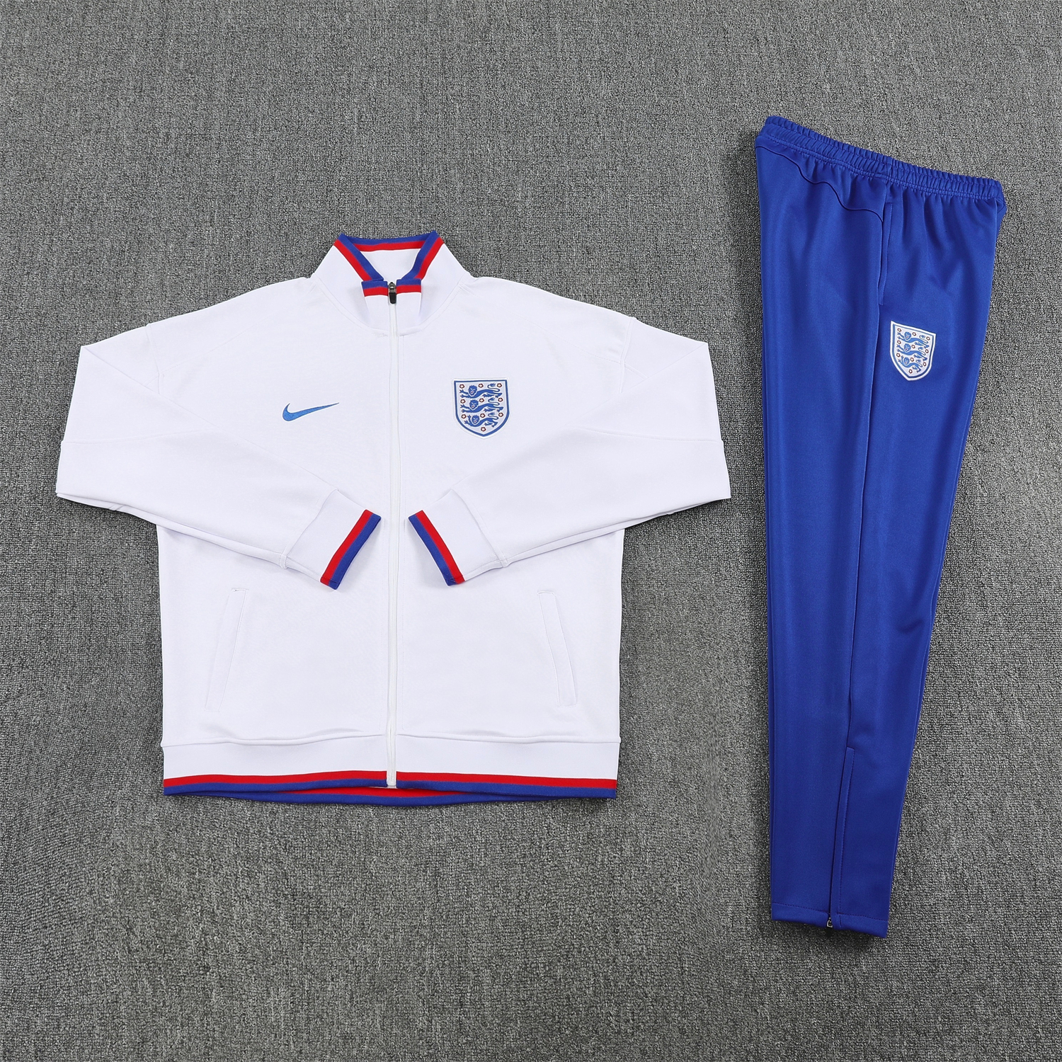 TKH-turbokithub-England 2026 Long Sleeve Training Set - White Top and Blue Pants