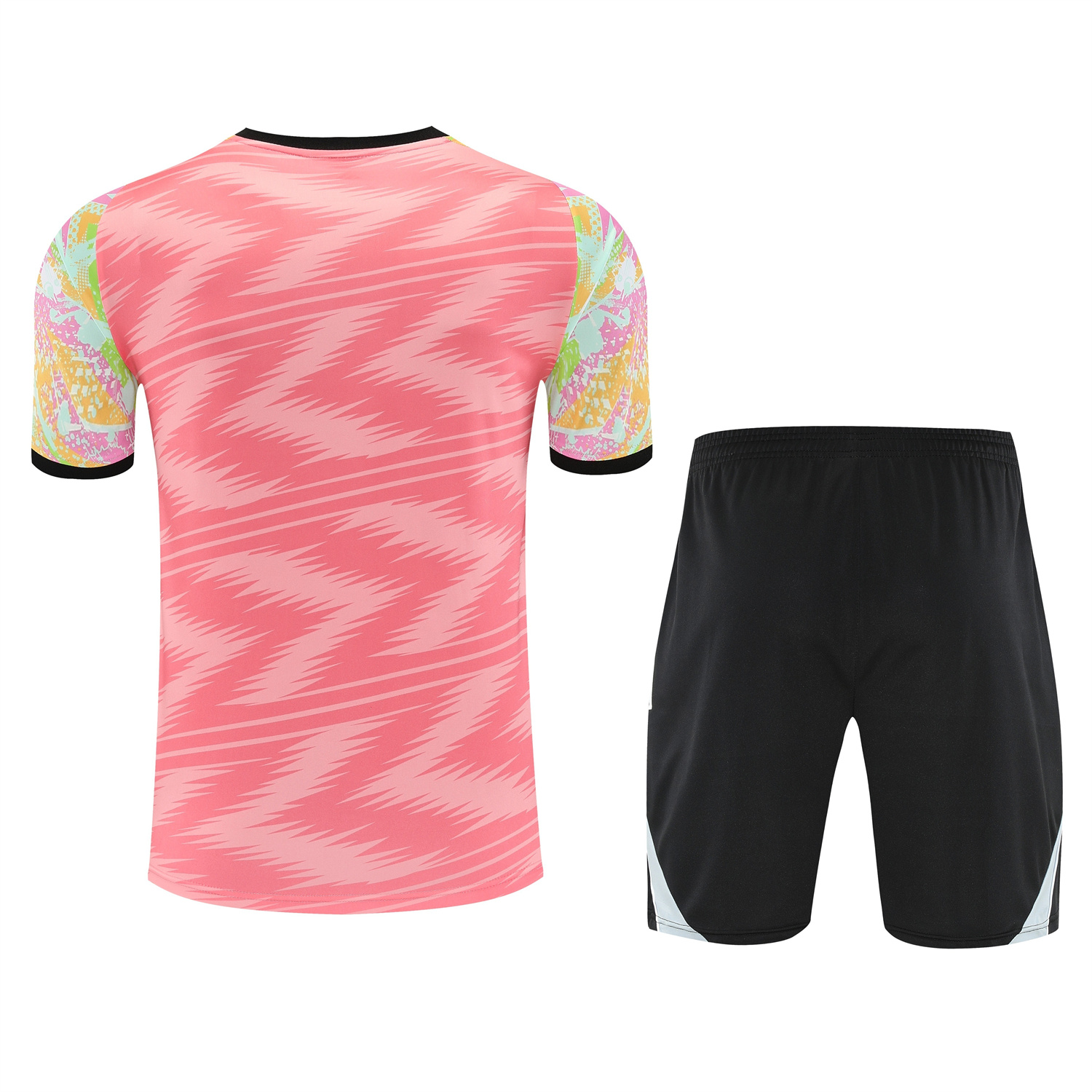 TKH-turbokithub-Real Madrid 25-26 Short-Sleeve Training Set - Pink Arrow Pattern Top & Black Shorts
