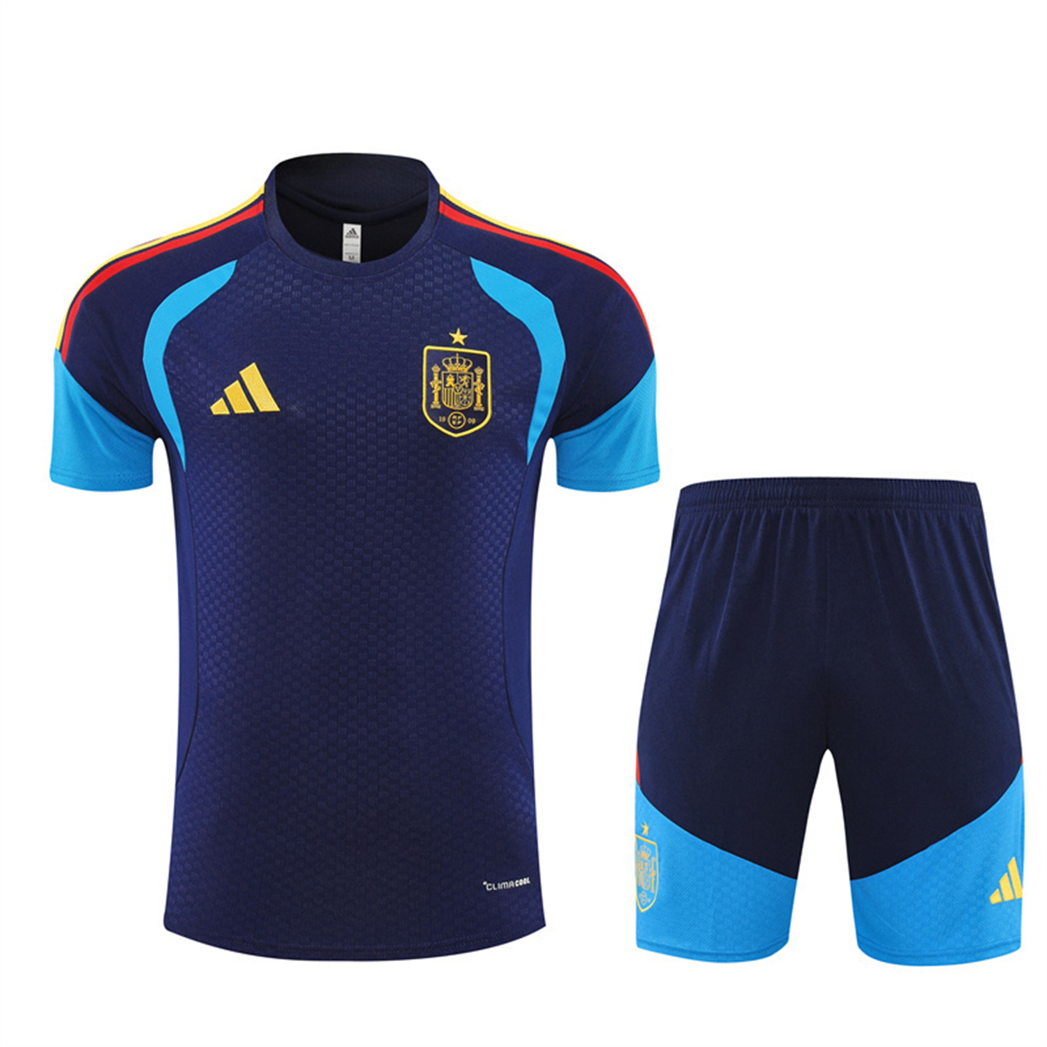 TKH-turbokithub-Spain 2026 Kids Short-Sleeve Training Set - Royal Blue Top & Shorts