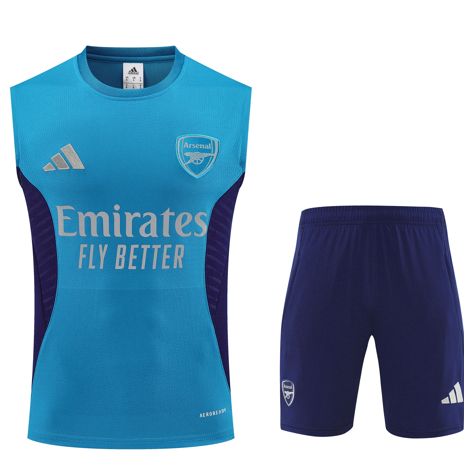 TKH-turbokithub-Arsenal 25-26 Vest Training Set - Light Blue Top & Royal Blue Shorts