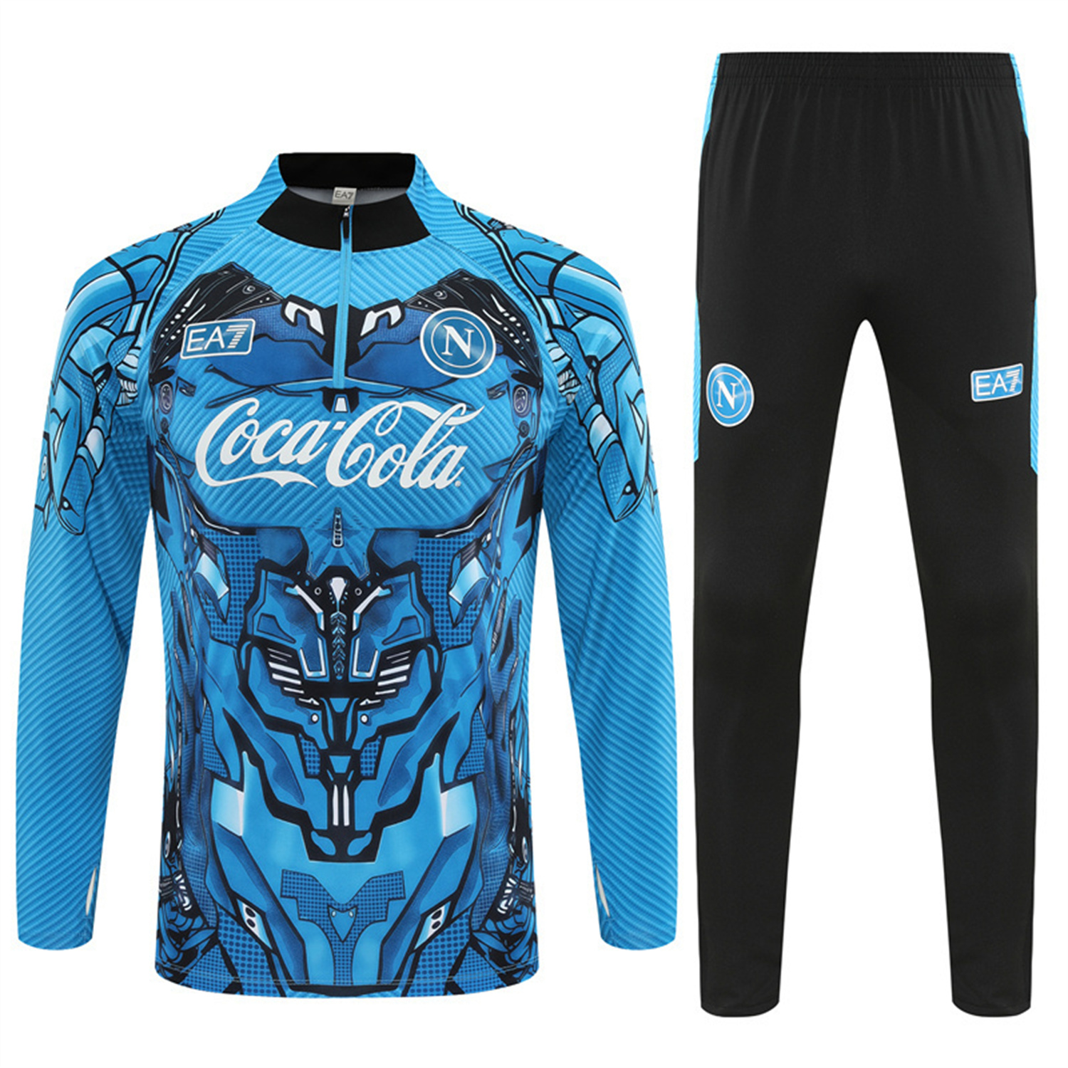 TKH-turbokithub-Napoli 25-26 Long Sleeve Training Set - Blue Mecha Top & Black Pants