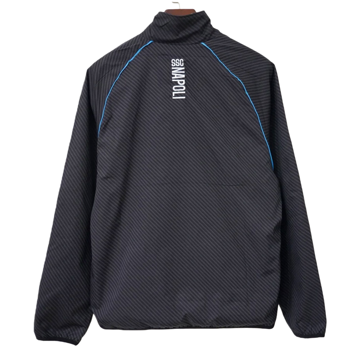TKH-turbokithub-Napoli 25-26 Black With Blue Stripes Windbreaker Jacket