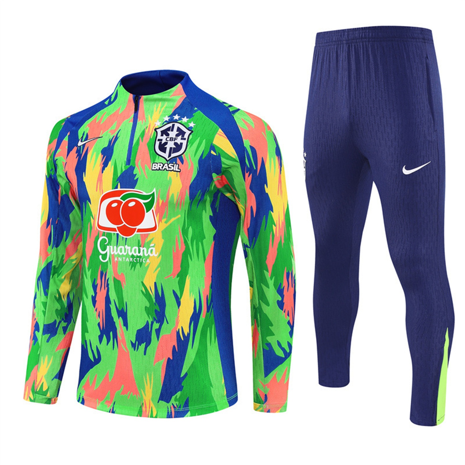 TKH-turbokithub-Brazil 25-26 Long Sleeve Training Set - Colorful Camouflage Top & Royal Blue Pants