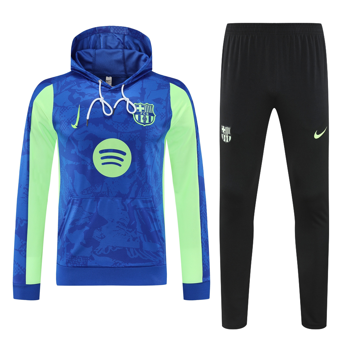 TKH-turbokithub-Barcelona 25-26 Training Hoodie Set - Blue Green Hoodie and Black Pants