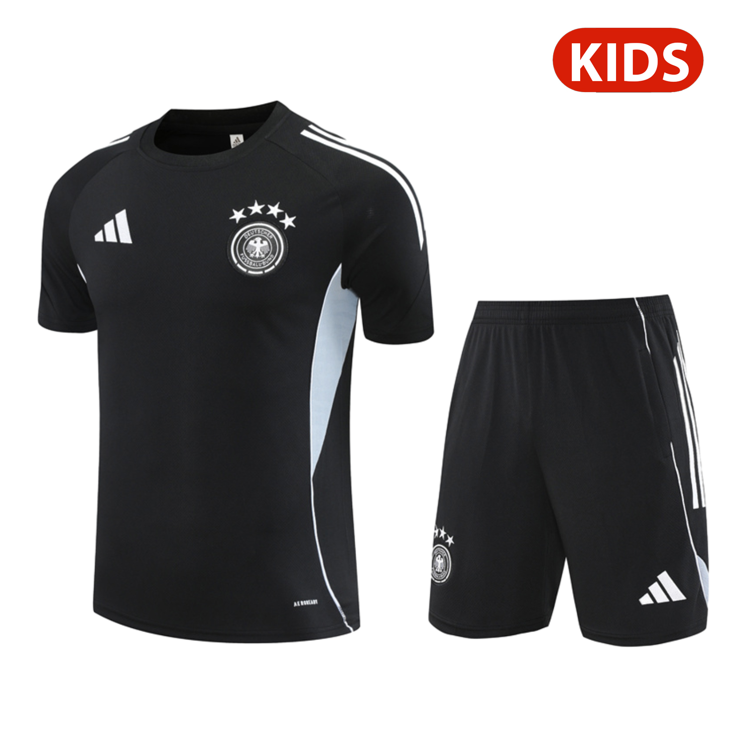 TKH-turbokithub-Germany 25-26 Kids Short-Sleeve Training Set - Black Short Sleeve & Black Shorts
