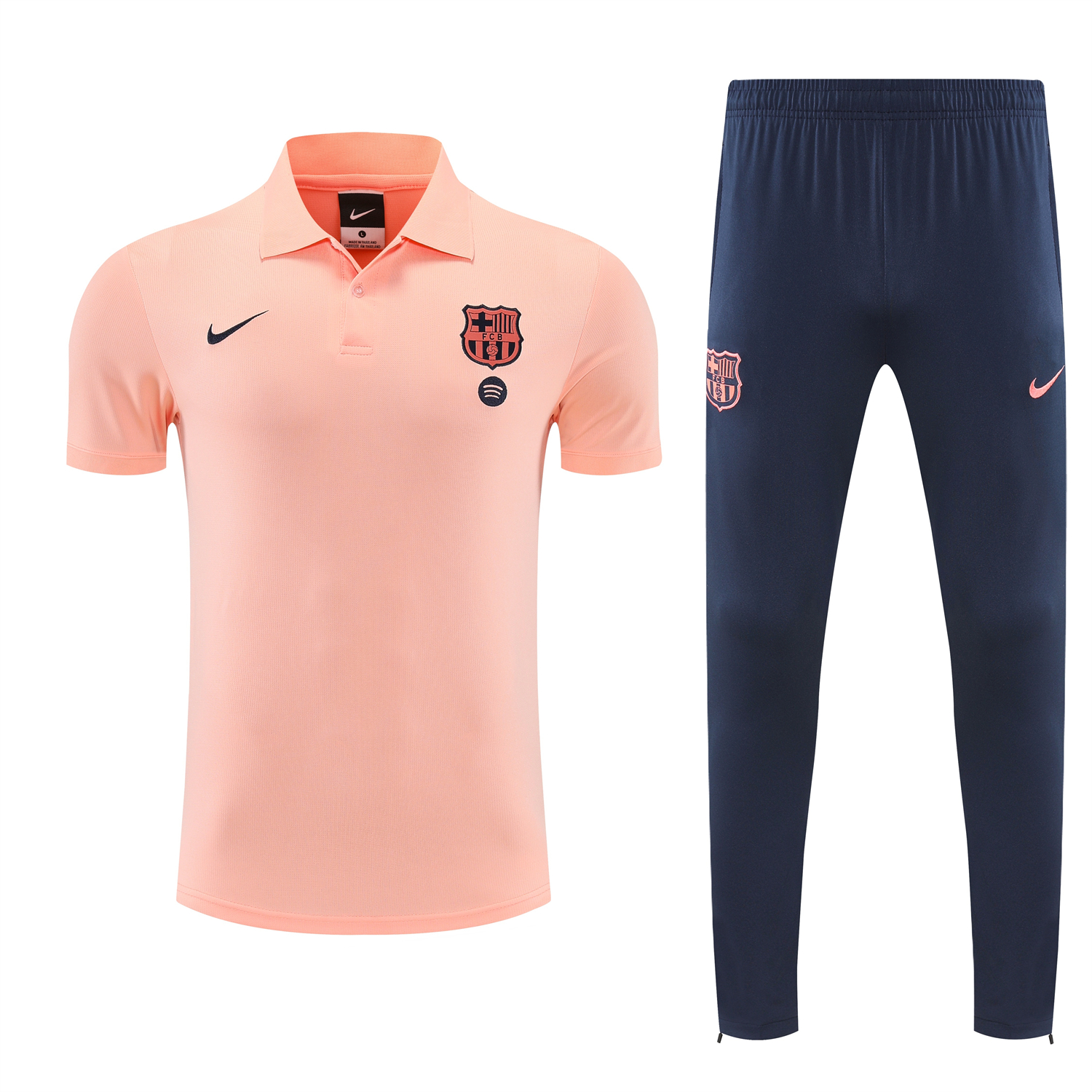 TKH-turbokithub-Barcelona 25-26 POLO Short-Sleeve Training Set - Pink Top and Dark Blue Pants