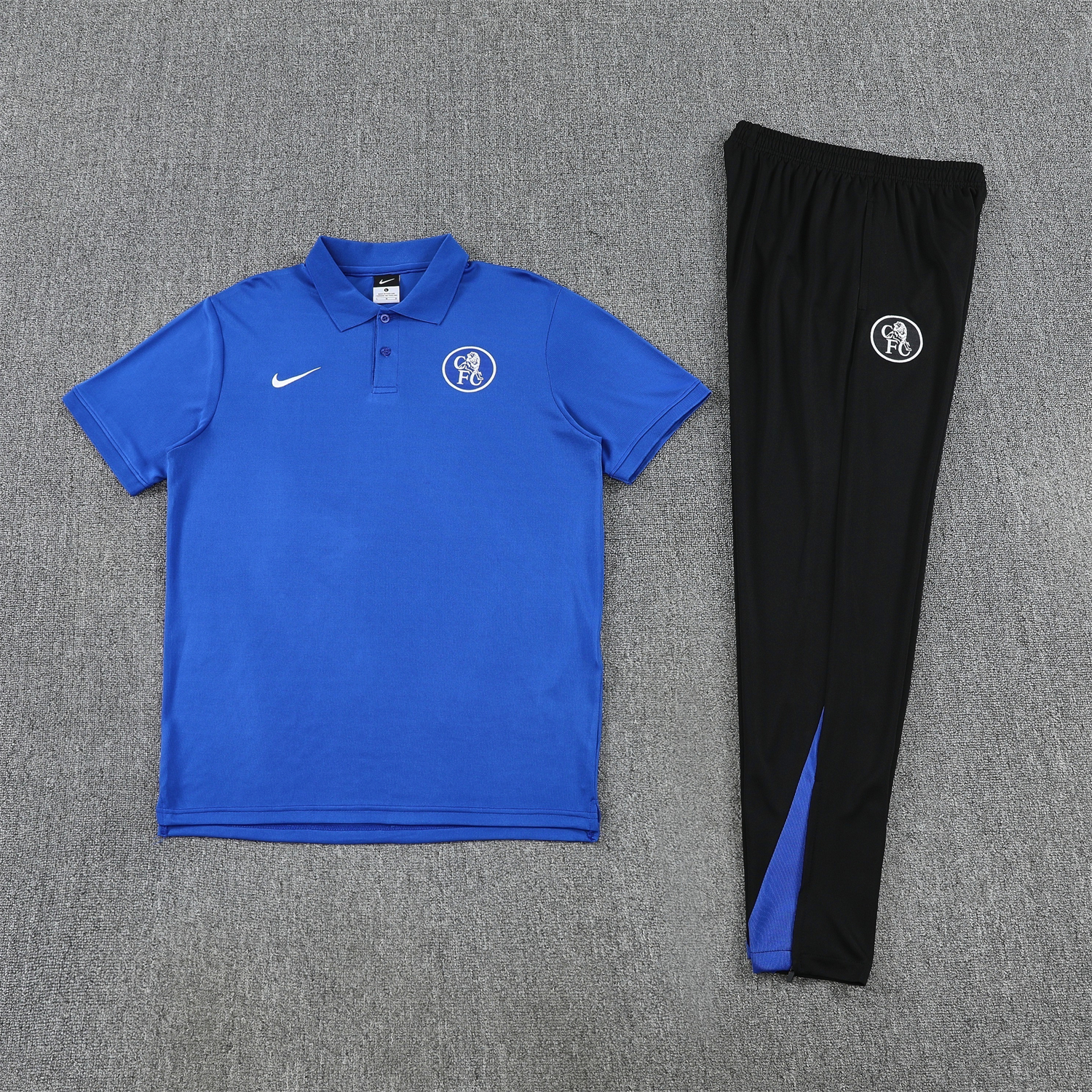 TKH-turbokithub-C.H.E.L.S.E.A 25-26 POLO Short-Sleeve Training Set - Blue Top and Black Pants