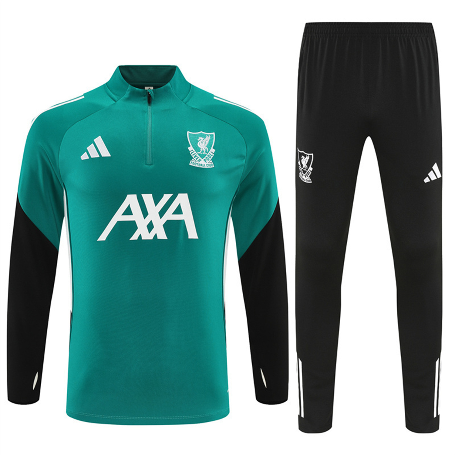 TKH-turbokithub-Liver.pool 25-26 Kids Long Sleeve Training Set - Green Top & Black Pants