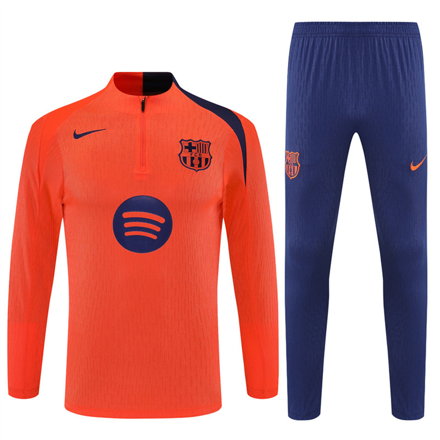 TKH-turbokithub-Barcelona 25-26 Long Sleeve Training Set - Orange Top Royal Blue Sponsor & Royal Blue Pants