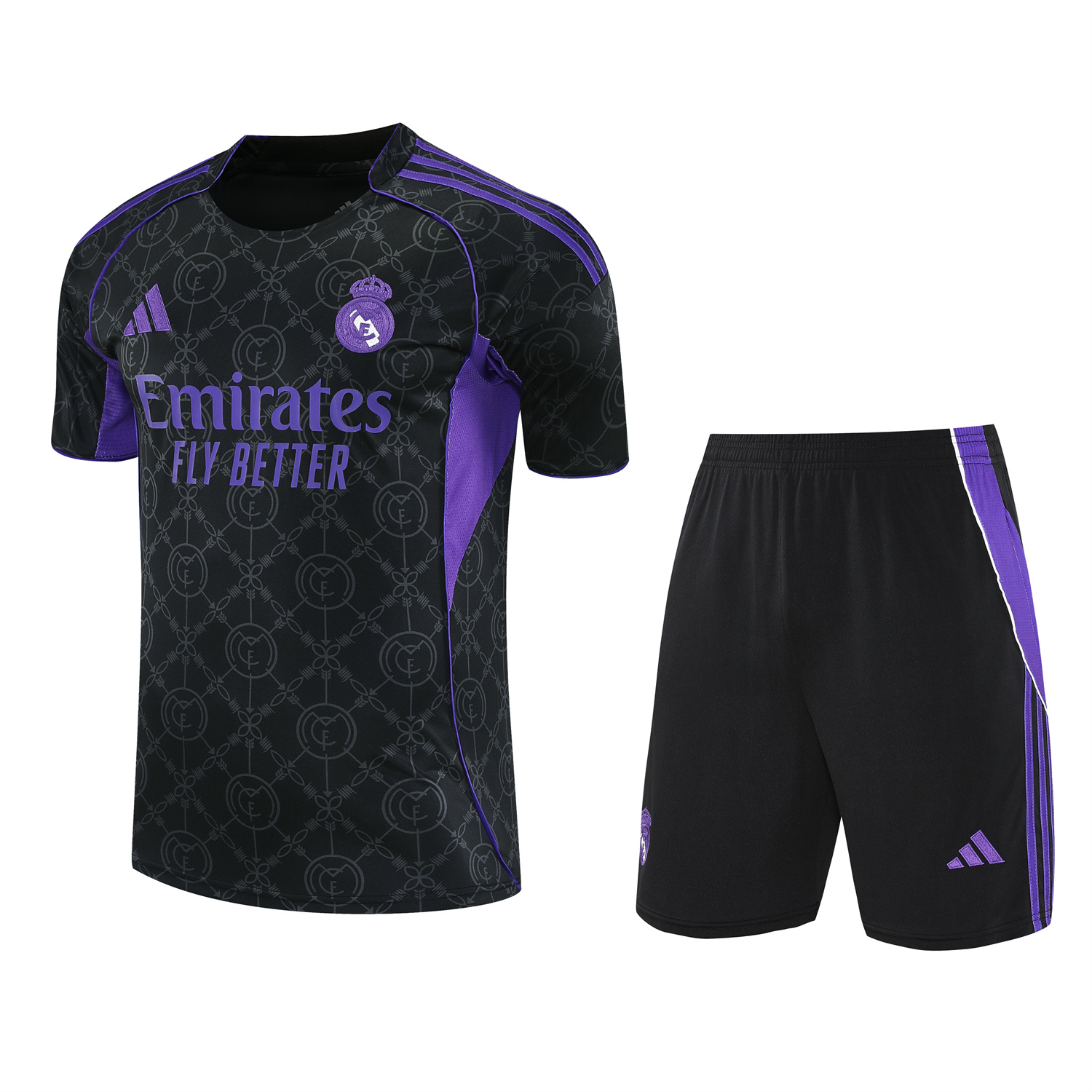 TKH-turbokithub-Real Madrid 25-26 Short-Sleeve Training Set - Blue Edge Black Top & Black Shorts