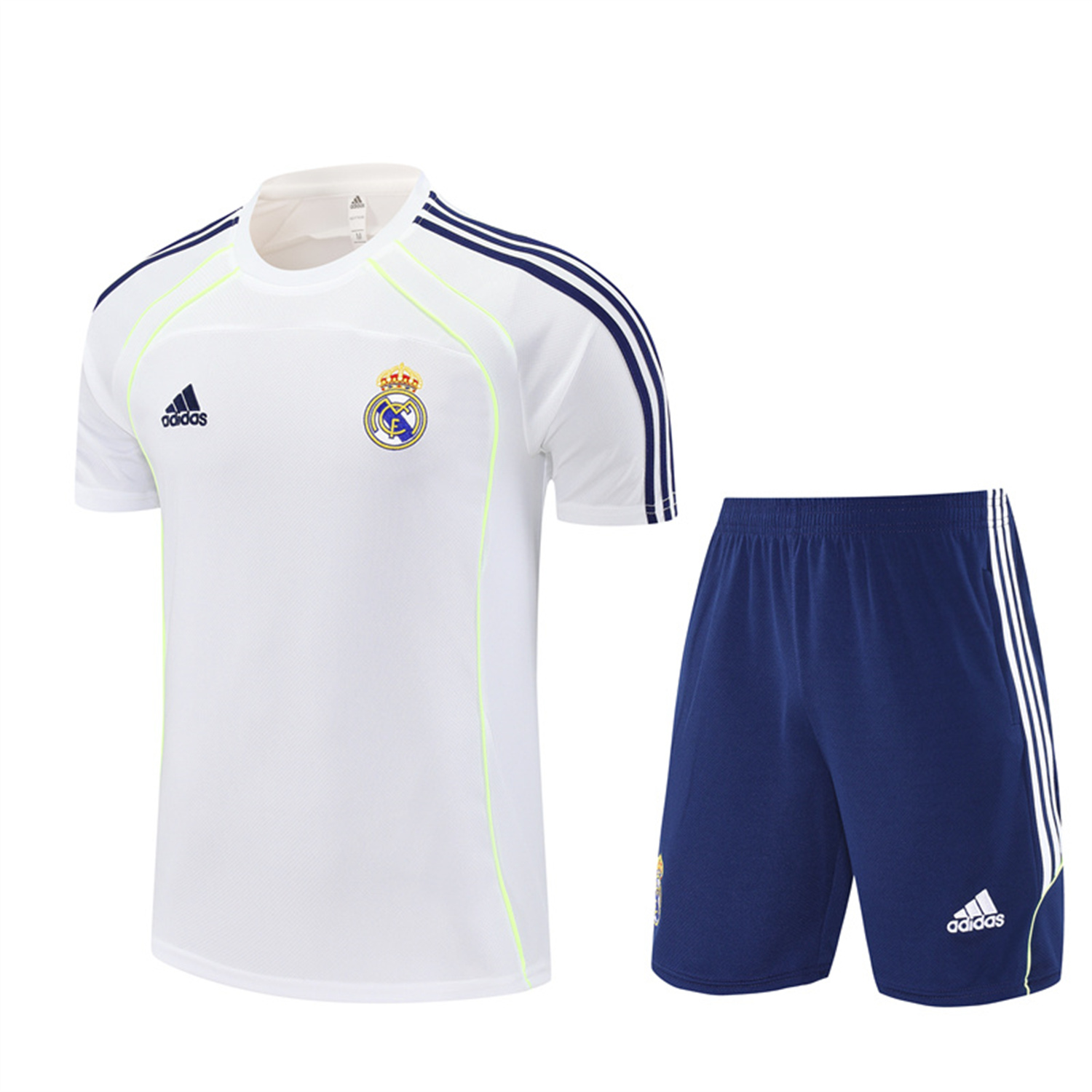 TKH-turbokithub-Real Madrid 25-26 Short-Sleeve Training Set - White Urban Purist Style Top and Blue Shorts