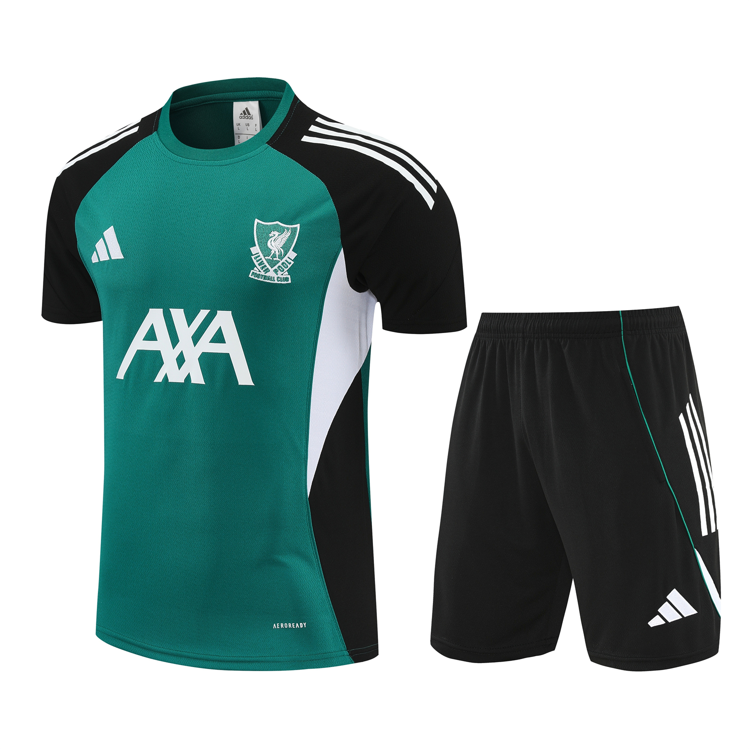 TKH-turbokithub-Liver.pool 25-26 Short-Sleeve Training Set - Green With Black Top & Black Shorts