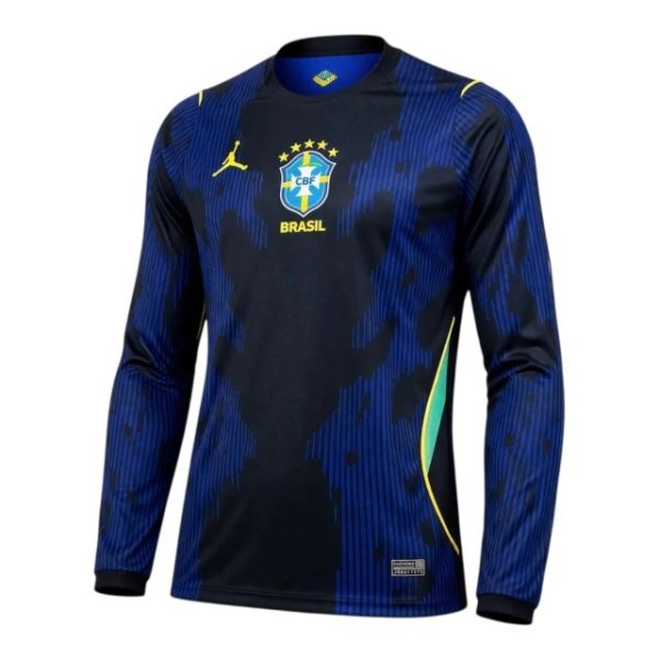 TKH-turbokithub-Brazil 2026 Away Blue Long Sleeves Jersey - Fans Version