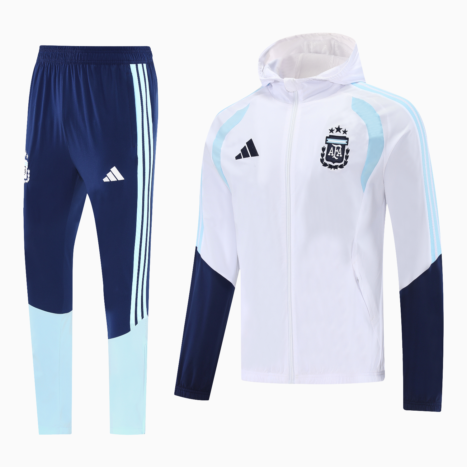 TKH-turbokithub-Argentina 2026 Hooded Windbreaker Training Set - White Top & Dark Blue Pants