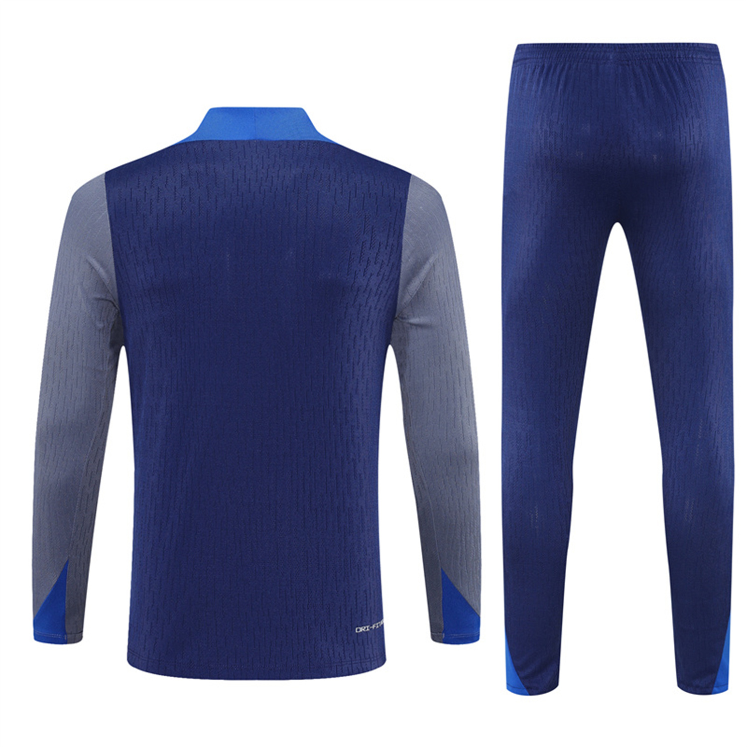 TKH-turbokithub-Paris Saint-Germain PSG 25-26 Kid Long Sleeves Training Set - Royal Blue Gray Sleeves Top & Royal Blue Pants