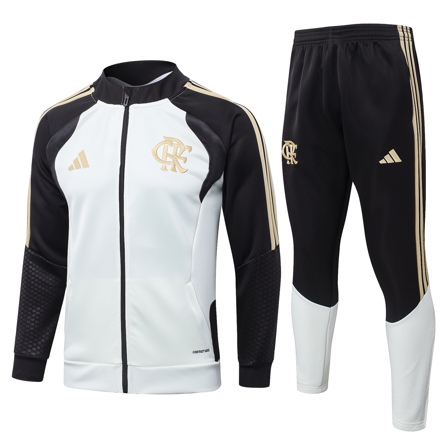 TKH-turbokithub-Flamengo 2026 Jacket Training Tracksuit - White Jackets & Black Pants