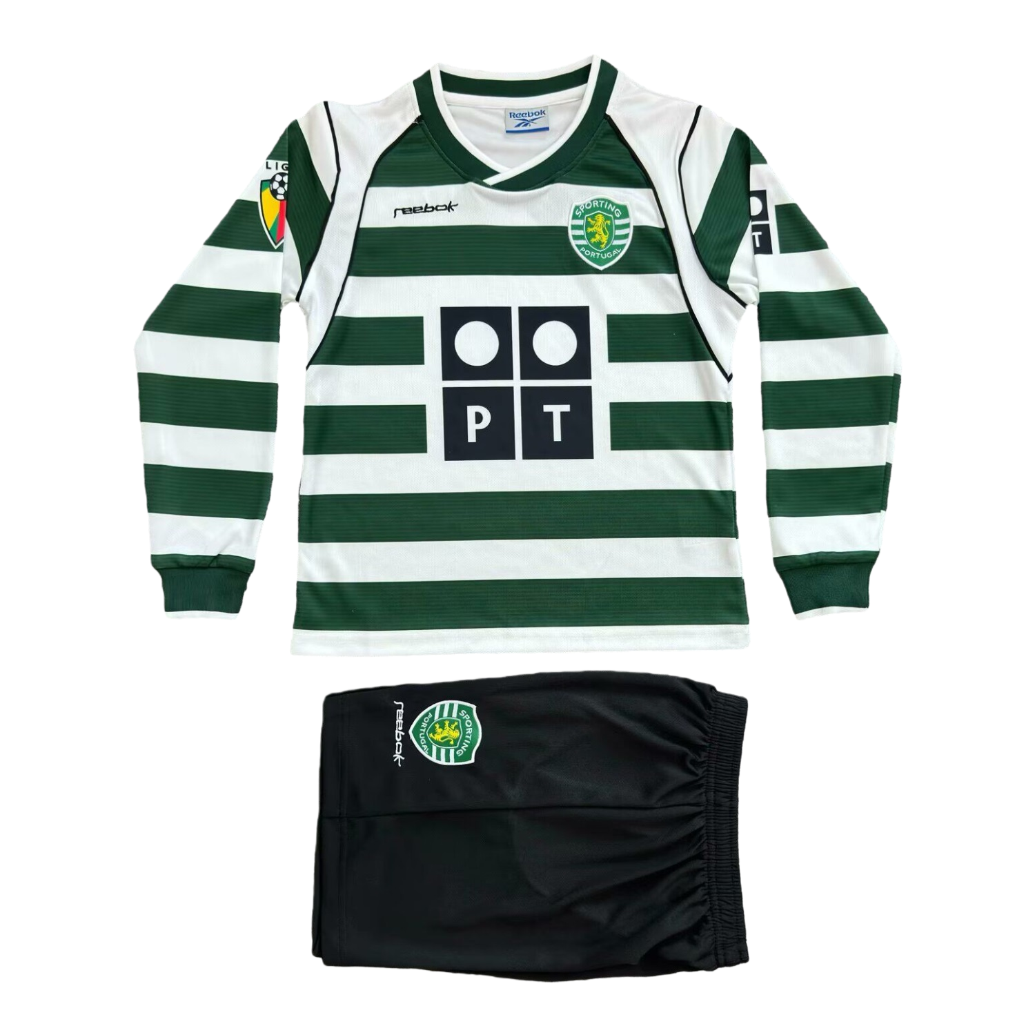 TKH-turbokithub-Retro Sporting CP 2002-03 Home Long Sleeves Kids Kit