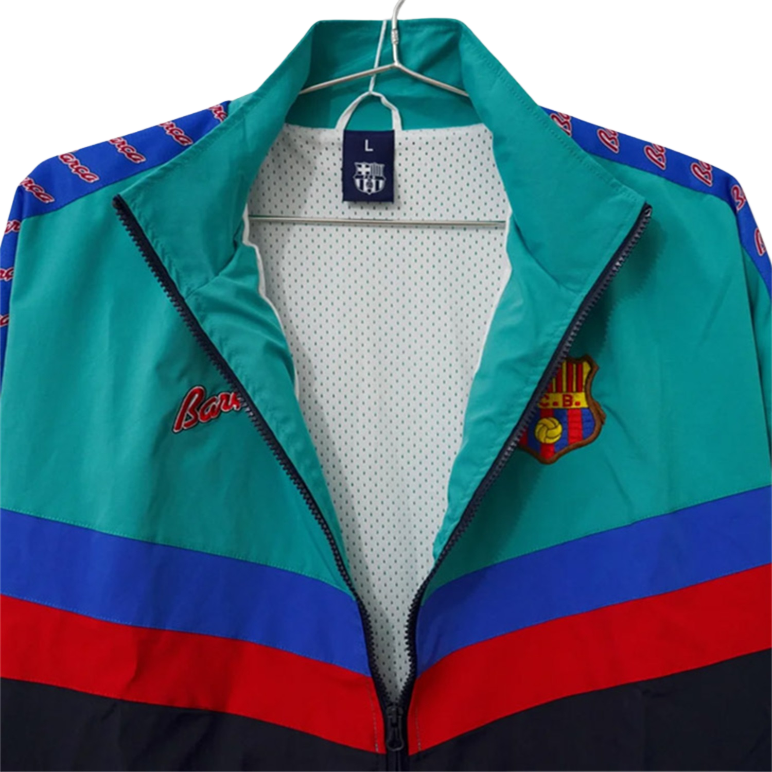 TKH-turbokithub-Retro Barcelona 1995-97 Windbreaker Jacket - Cyan And Black