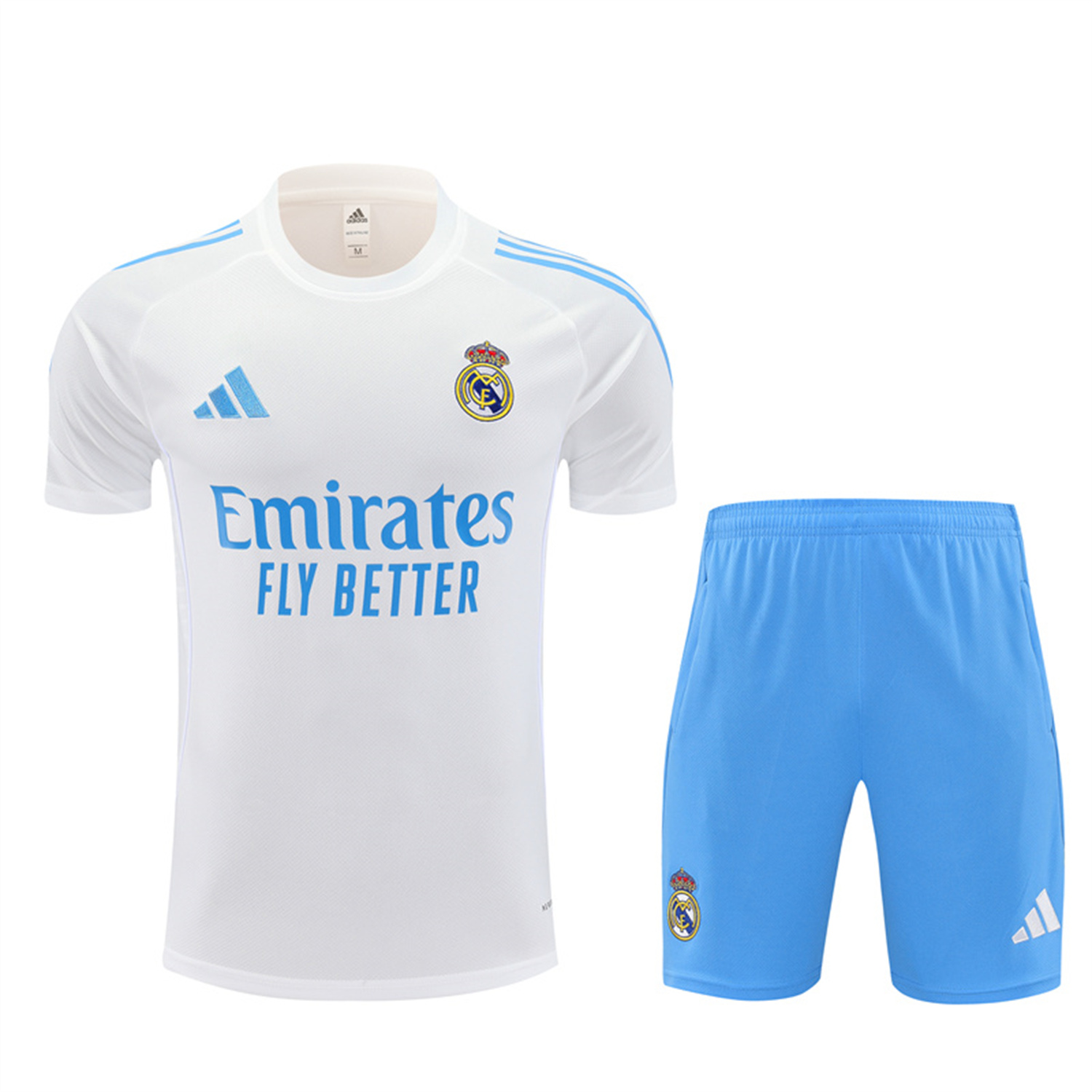 TKH-turbokithub-Real Madrid 25-26 Short-Sleeve Training Set - White Top and Sky Blue Shorts