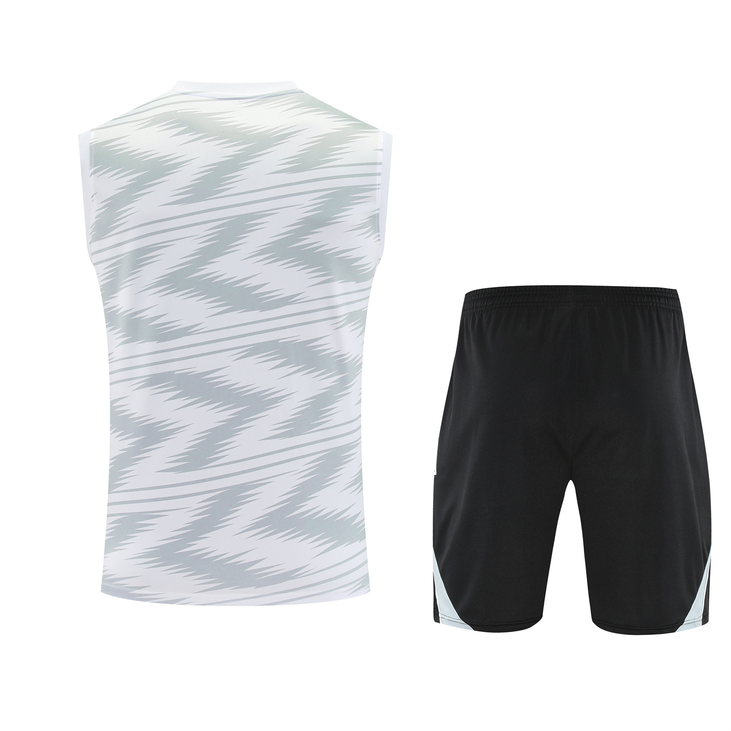 TKH-turbokithub-Real Madrid 25-26 Vest Training Set - Grey Arrow Pattern Vest & Black Shorts
