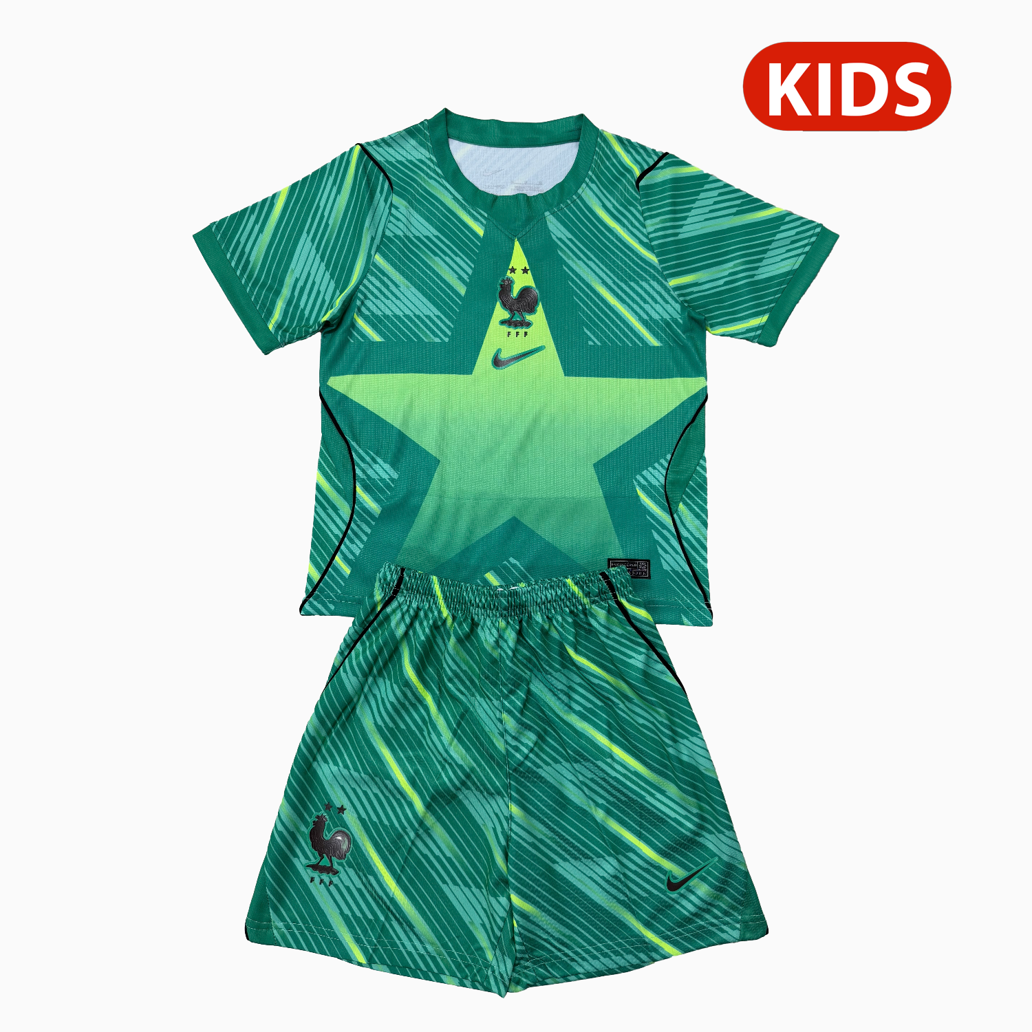 TKH-turbokithub-France 2026 Green Goalkeeper Kids Kit