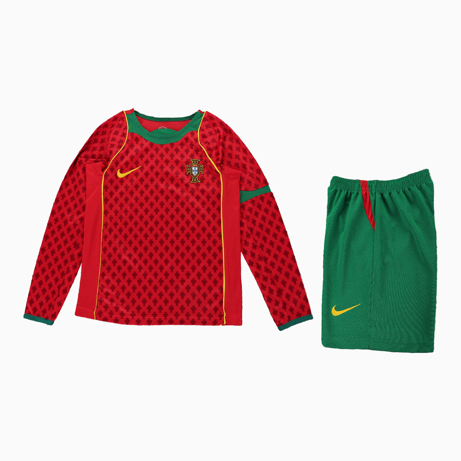 TKH-turbokithub-Retro Portugal 2004 Home Long Sleeves Kids Kit