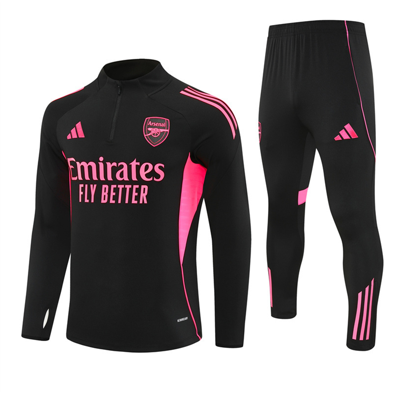 TKH-turbokithub-Arsenal 25-26 Long Sleeve Training Set - Pink Logo Black Top & Black Pants