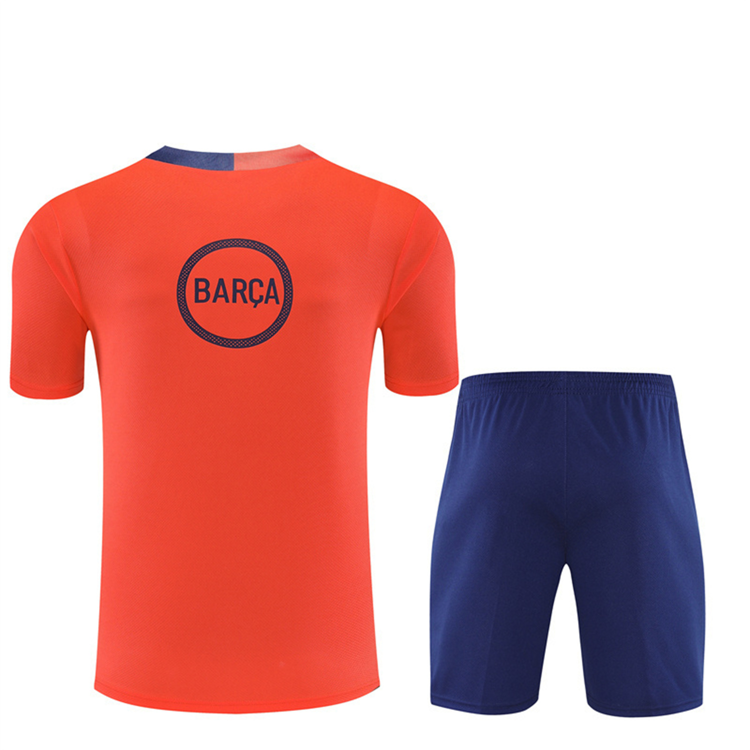 TKH-turbokithub-Barcelona 25-26 Kids Short-Sleeve Training Set - Orange Top Royal Blue Sponsor & Royal Blue Shorts