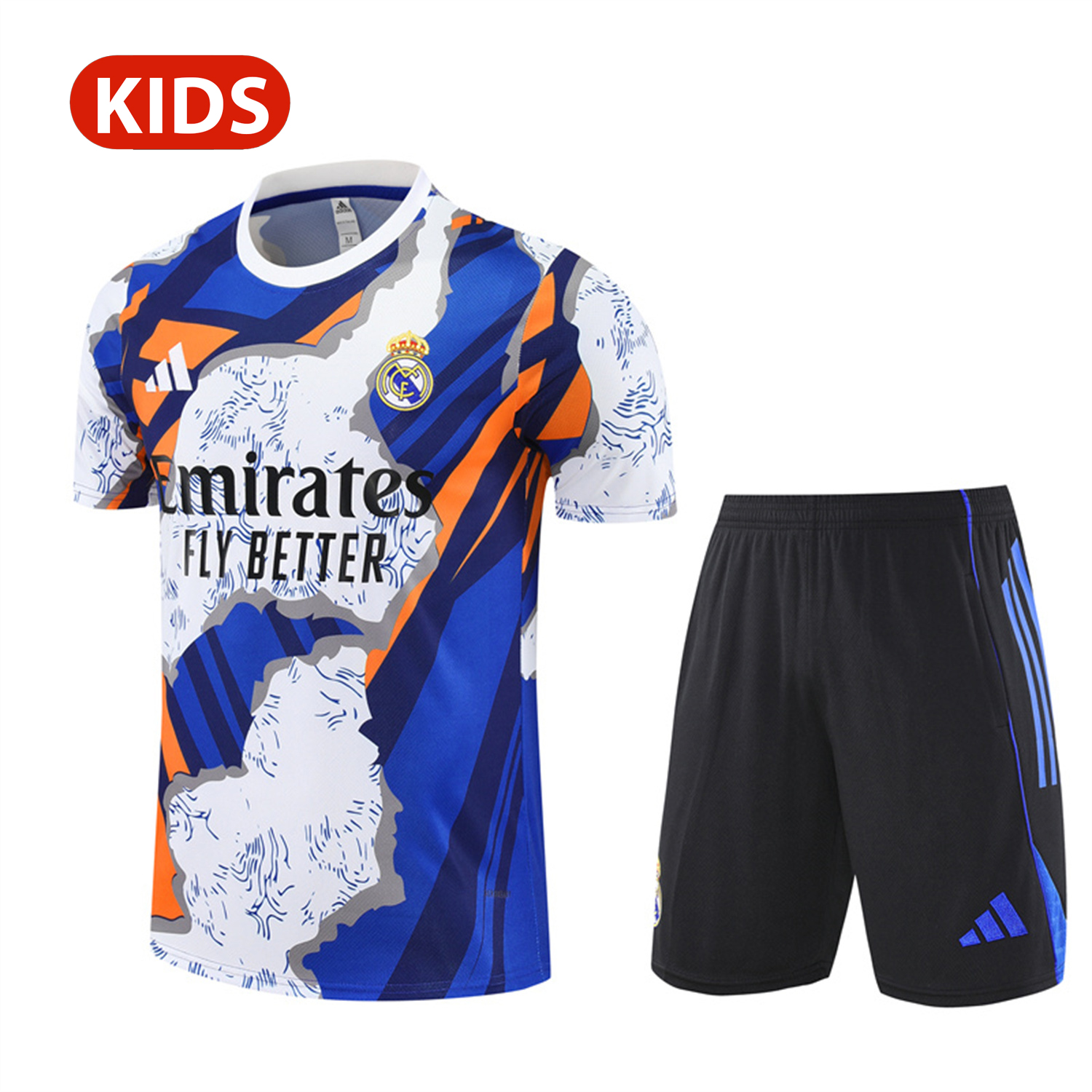 TKH-turbokithub-Real Madrid 25-26 Kid Short-Sleeve Training Set - CamouflageTop & Black Shorts