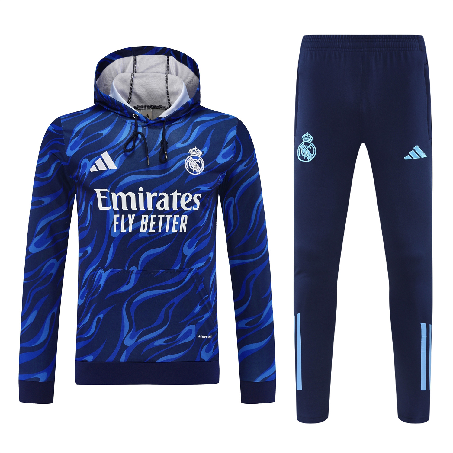 TKH-turbokithub-Real Madrid 25-26 Training Hoodie Set - Blue Hoodie and Deep Blue Pants