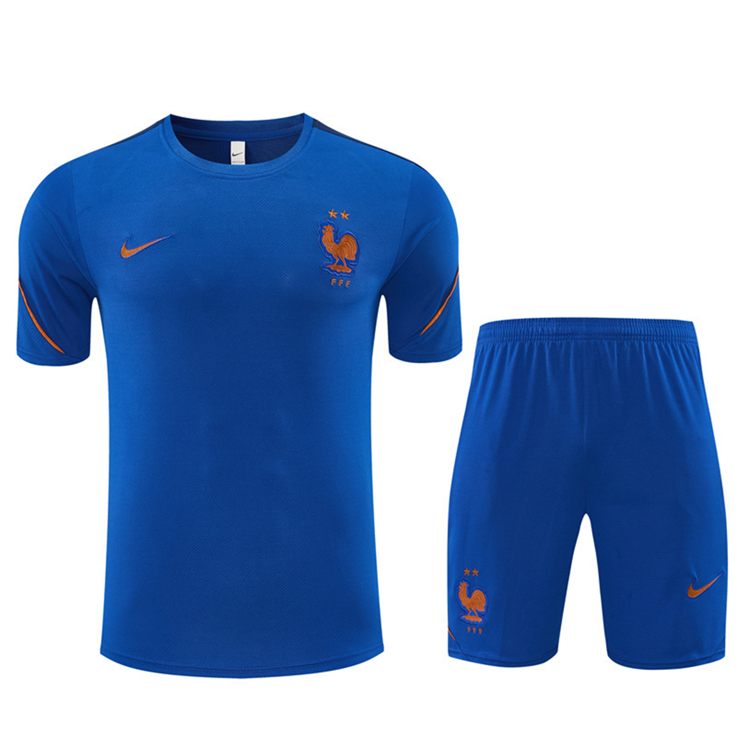 TKH-turbokithub-France 2026 Kids Short-Sleeve Training Set - Blue Top & Shorts