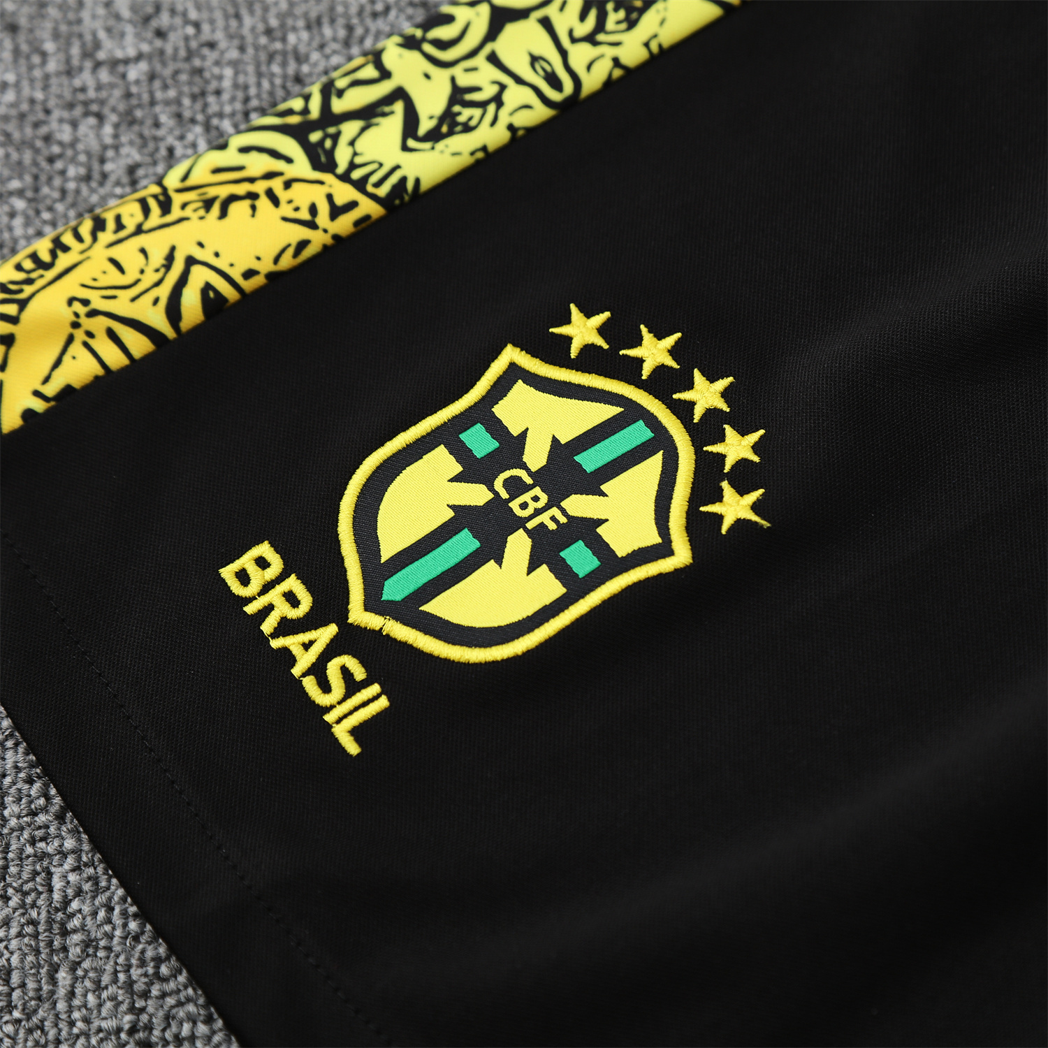 TKH-turbokithub-Brazil 25-26 Yellow Jesus Statue Vest Training Set - Yellow Vest & Black Shorts