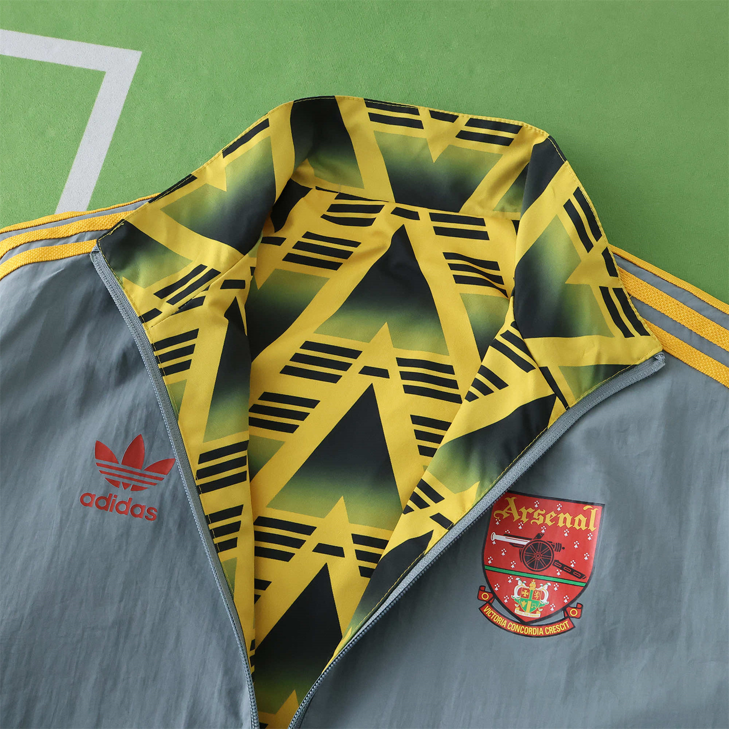 TKH-turbokithub-Retro Arsenal 1991-93 Away Double Sided Reversible Windbreaker - Yellow & Grey