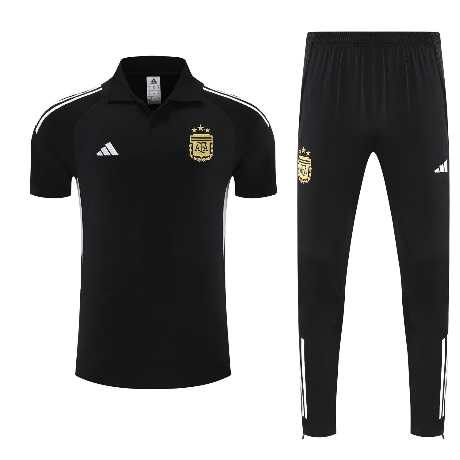 TKH-turbokithub-Argentina 2026 POLO Short-Sleeve Training Set - Black Top & Black Shorts