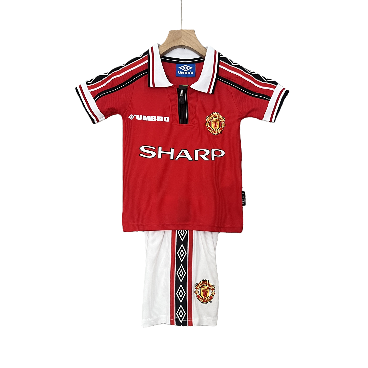 TKH-turbokithub-Retro Manchester United 1998-99 Home Stadium Kids Kit