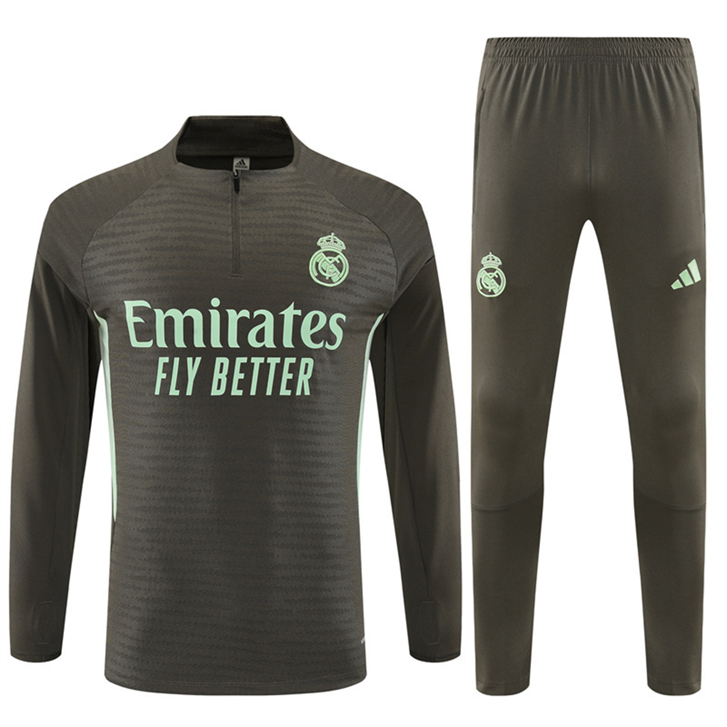 TKH-turbokithub-Real Madrid 25-26 Long Sleeve Training Set - Player Version - Khaki Top and Khaki Pants