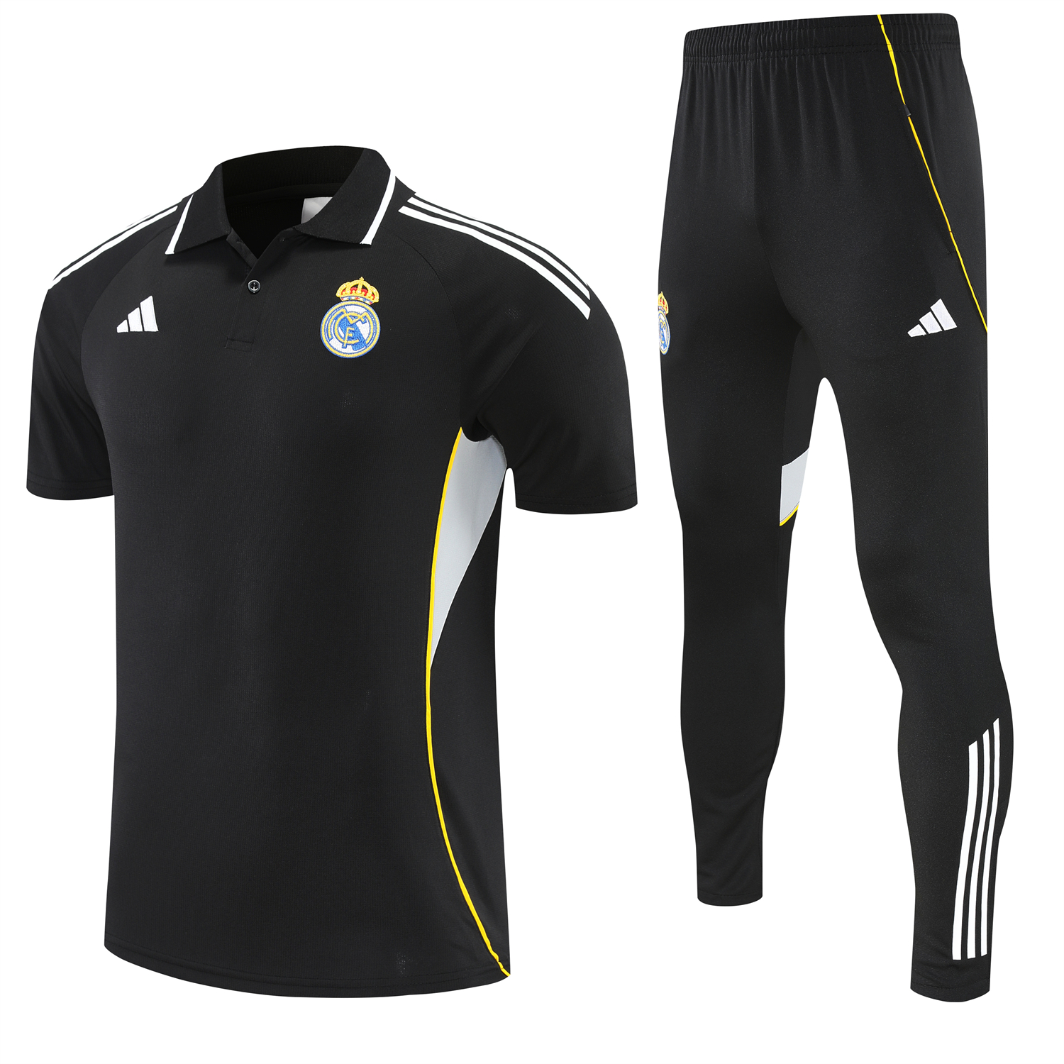 TKH-turbokithub-Real Madrid 25-26 POLO Short-Sleeve Training Set - Black Top and Black Pants