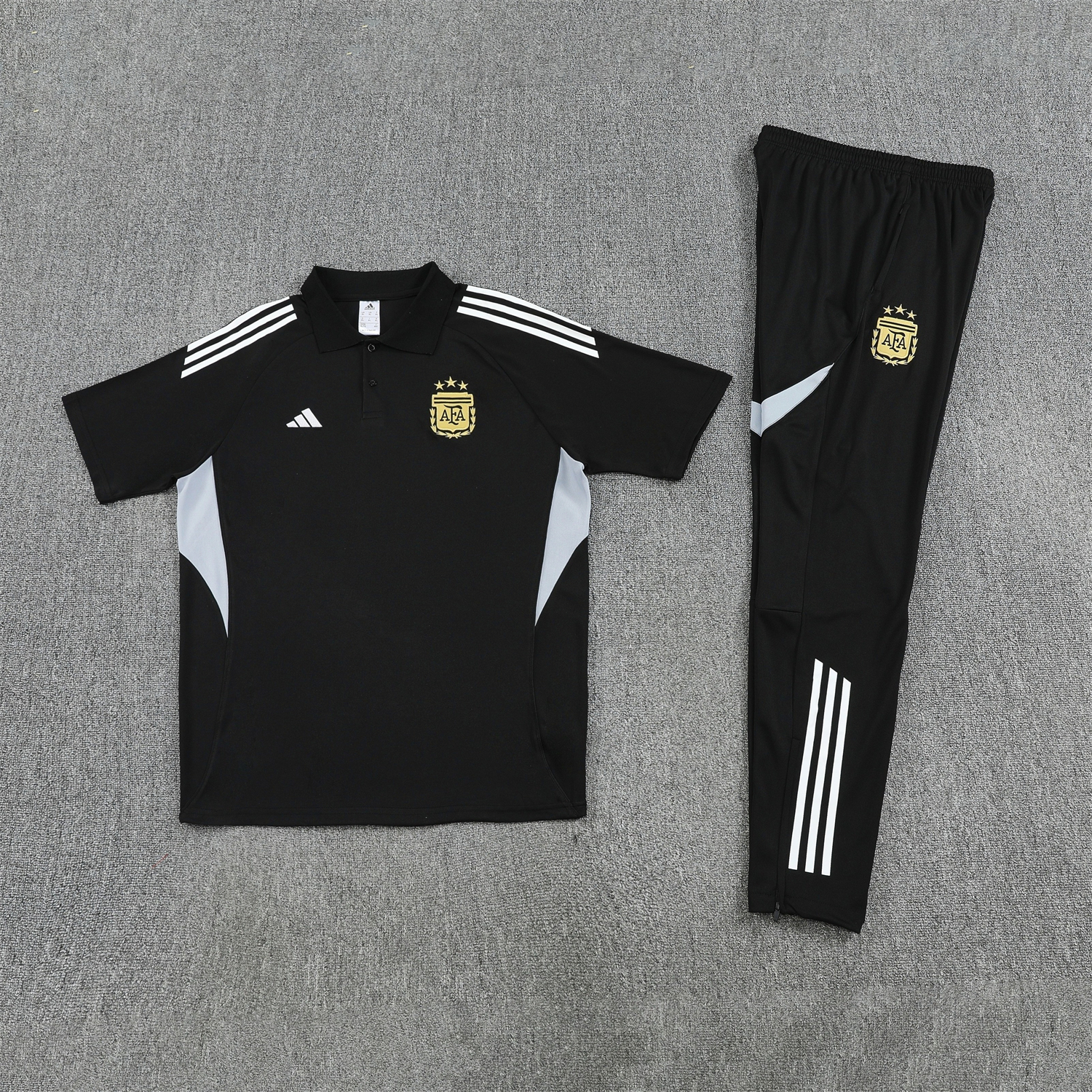 TKH-turbokithub-Argentina 2026 POLO Short-Sleeve Training Set - Black Top & Black Shorts