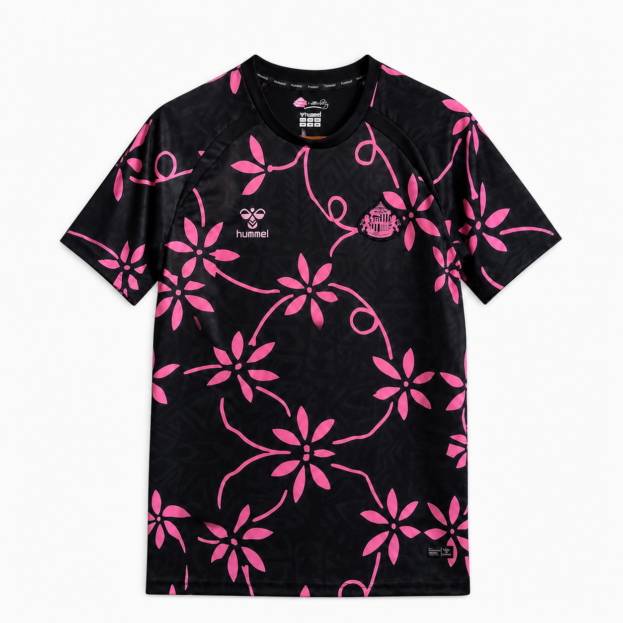 TKH-turbokithub-Sunderland AFC 26-27 Pink Flowers Black Pre-Match Training Jersey - Fans Version