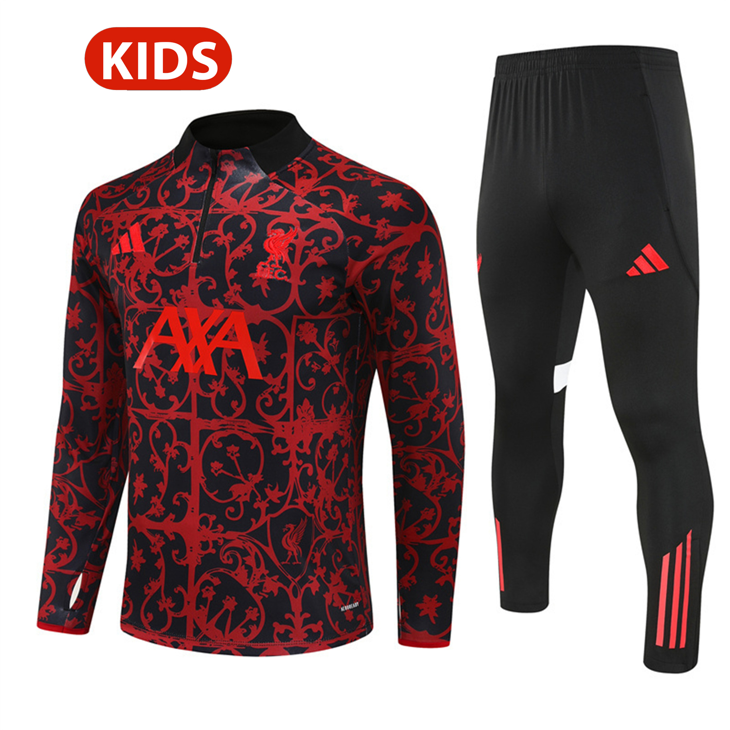 TKH-turbokithub-Liver.pool 25-26 Kids Long Sleeve Training Set - Red Camouflage Top & Blsck Pants