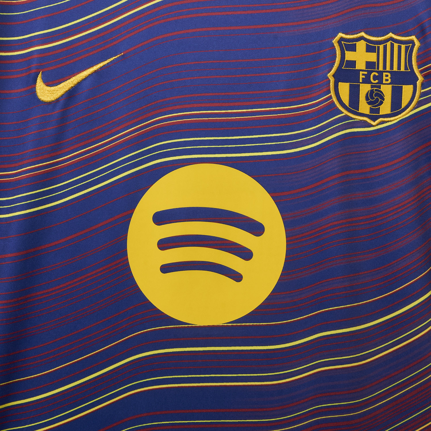 TKH-turbokithub-Barcelona 25-26 Deep Blue Pre-Match Training Jersey with Colorful Lines - Fans Version