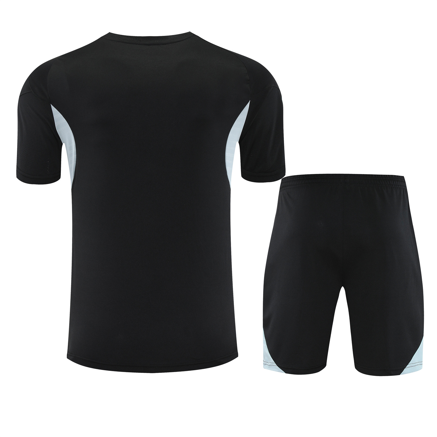 TKH-turbokithub-Real Madrid 25-26 Short-Sleeve Training Set - Light Grey Stripes Black Top & Black Shorts