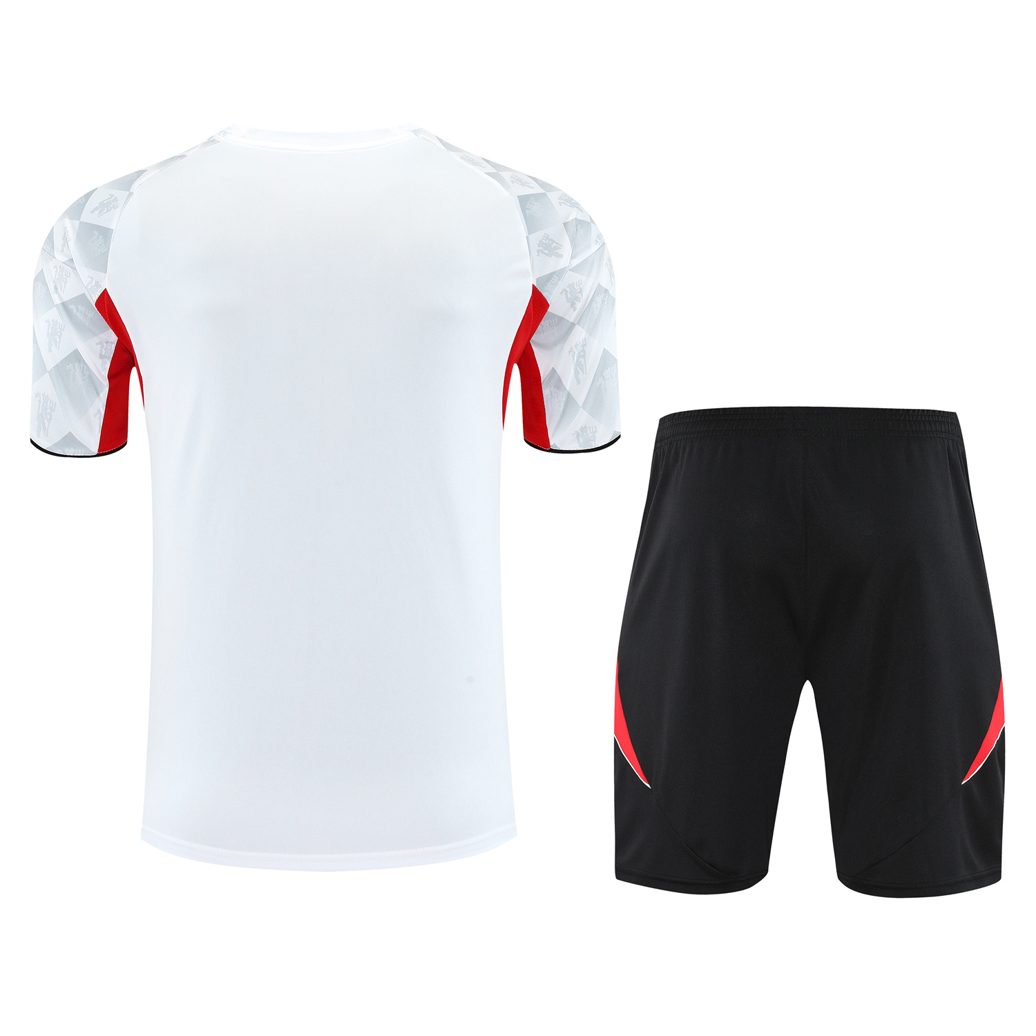 TKH-turbokithub-Manchester United 25-26 Short-Sleeve Training Set - Red Edge White Top & Black Shorts