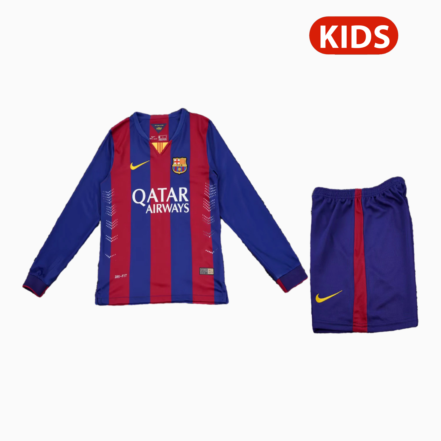 TKH-turbokithub-Retro Barcelona 2015-16 Home Long Sleeves Kids Kit